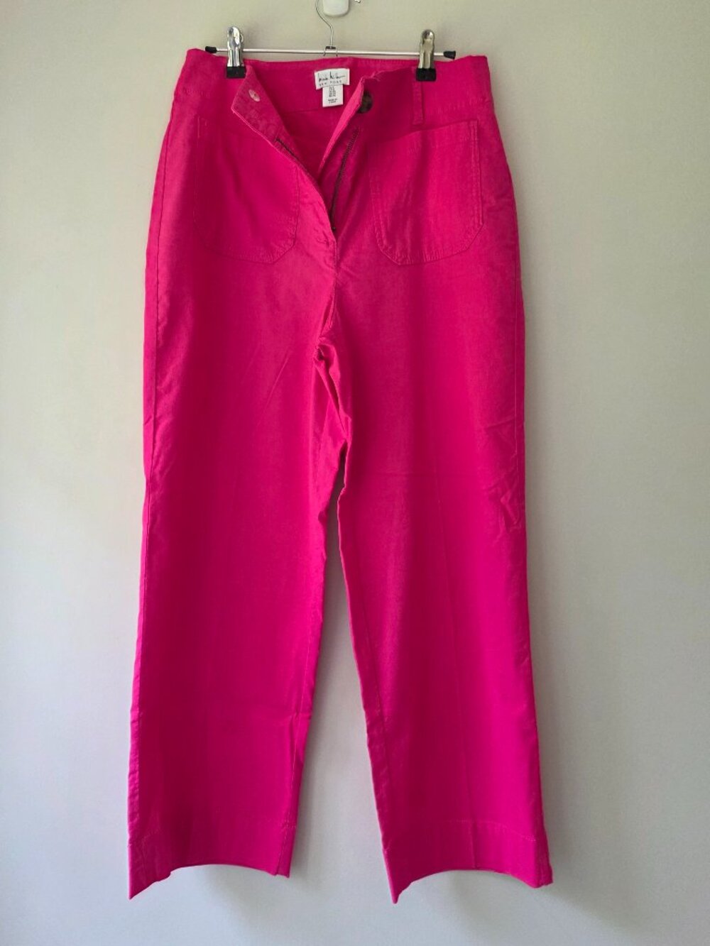 Nicole Miller Pink High Waist Wide Leg Pants | 6 | Ankle Trouser Patch Pocket